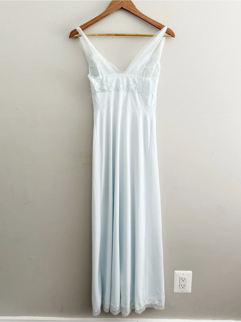 Vintage Light Blue Nylon Maxi Slip Dress Chemise Lingerie - Picture 6 of 7